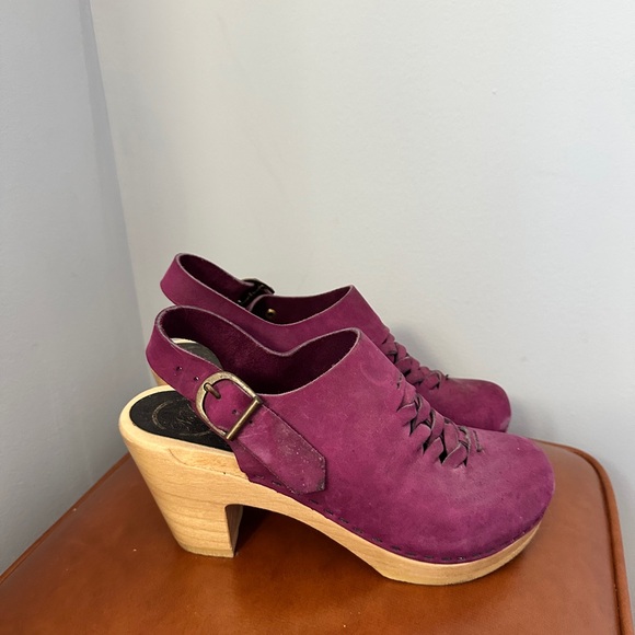No. 6 Store Aimara Woven Nubuck slingback clog on high heel in purple - Picture 2 of 5